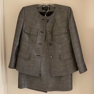 Kasper Gray Blazer and Skirt Set
